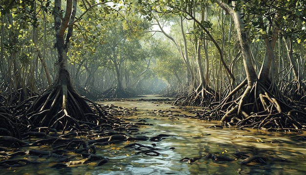 a dense mangrove forest