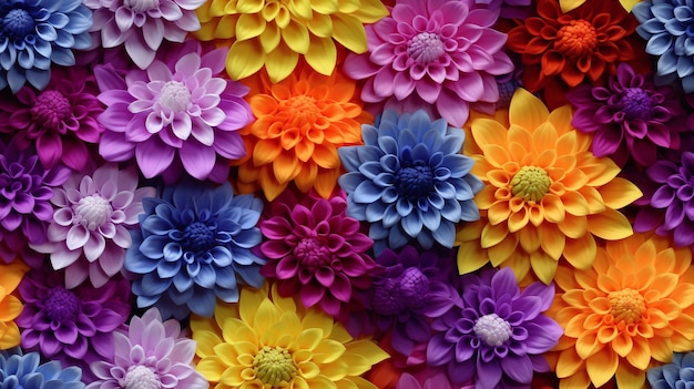 写真 クリエイティブな背景のために,さまざまな花と花びらで密集したシームレスな花のパターン