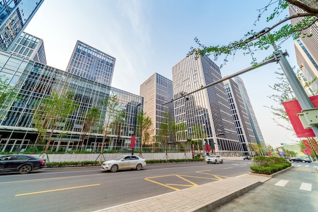 Dense skyscrapers and roads, Jinan CBD, China.