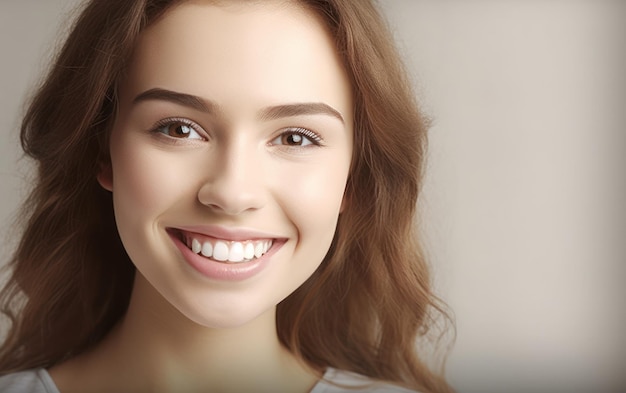 Dental care beautiful wide smile of healthy woman white teeth close up dentist tooth whitening