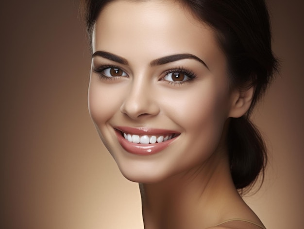 Dental care beautiful wide smile of healthy woman white teeth coloseup dentist tooth whitening