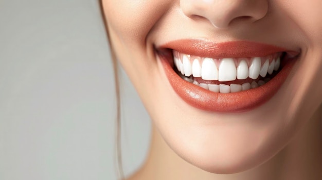 Photo dental care dentistry concept female smile after teeth whitening