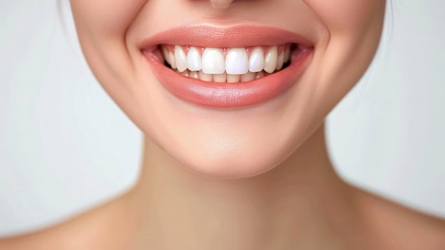 Стоматологическая помощь Концепция стоматологии женская улыбка после отбеливания зубов