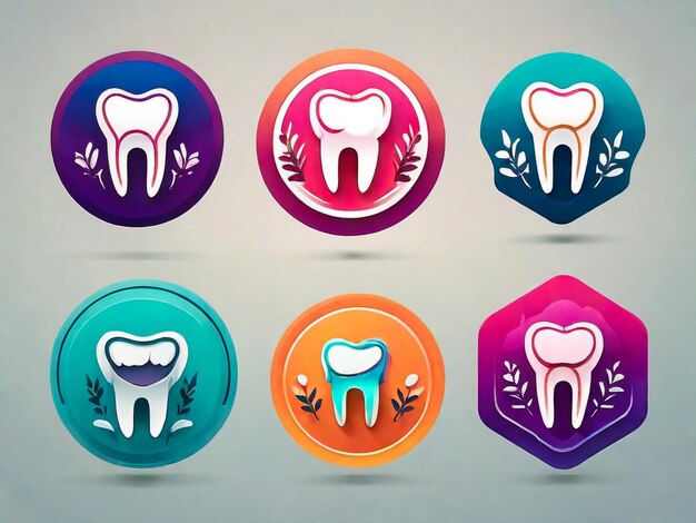 Photo dental care set icons