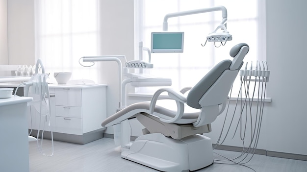 Стоматологическое кресло с медицинскими инструментами AI Generative AI Generative