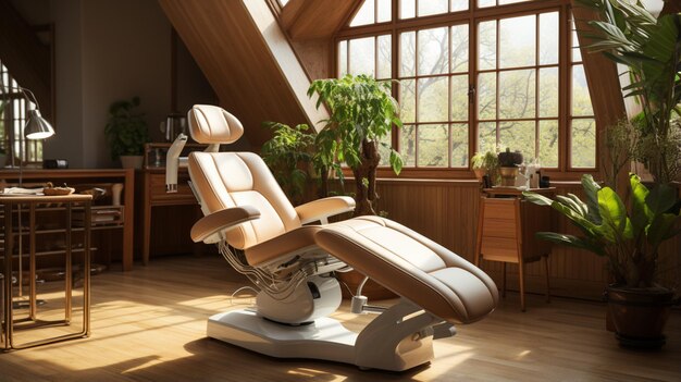 Photo dental chair on the wooden floor