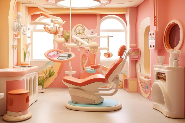 Dental clinic chair at clinic cute interior for kid Generative AI