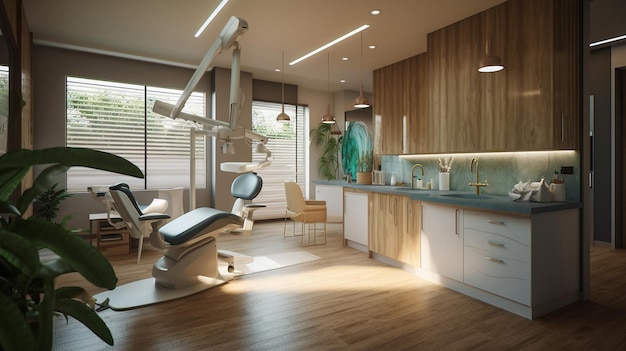 A dental clinic with a view of the room