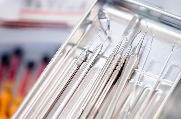 Dental equipment on tray