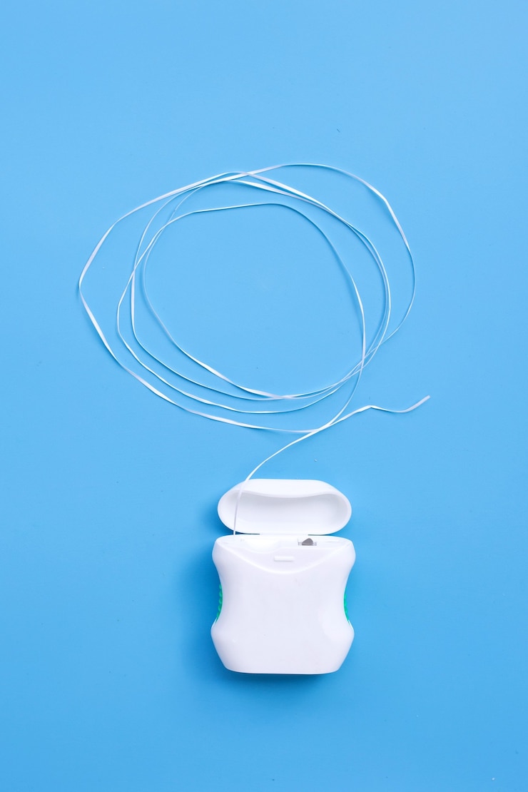 Photo dental floss. copy space