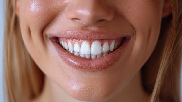 Концепция стоматологического здоровья Отбеливание зубов женщины Концепция зубного здоровья Концепция ухода за полостью рта