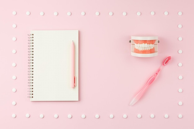 Dental hygiene products with notepad and jaw