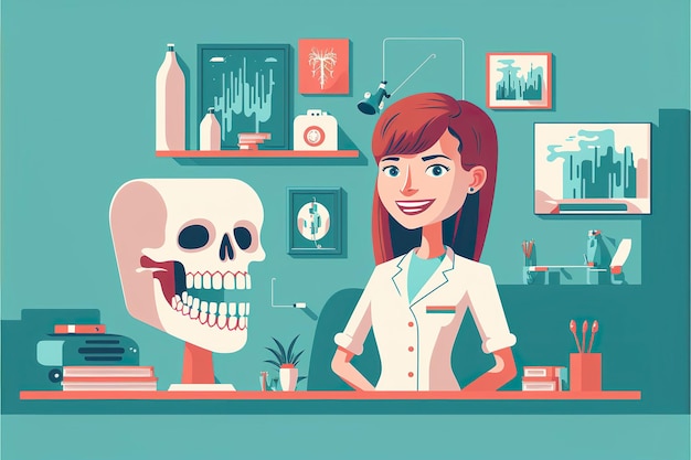 Dental hygienist flat illustration