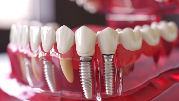 Dental Implant Placement in Birmingham Light Maroon and Silver Joints Connections