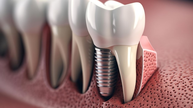 Dental implantation teeth with implant screw