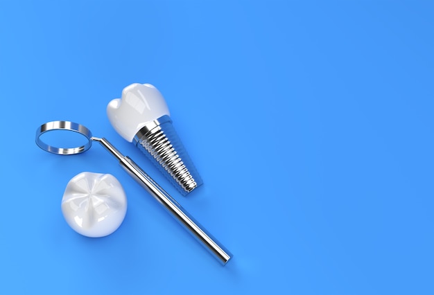 Dental Implants surgery concept 3D Rendering.