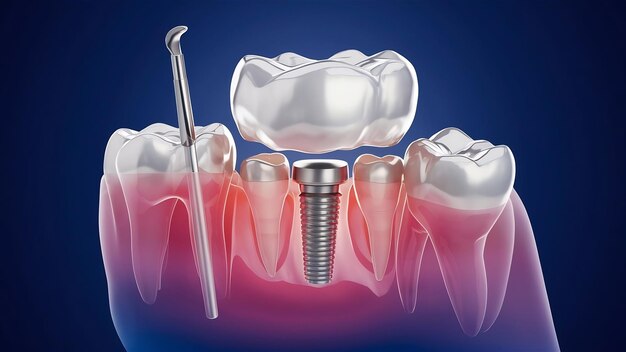 Dental implants treatment procedure medically accurate 3d illustration