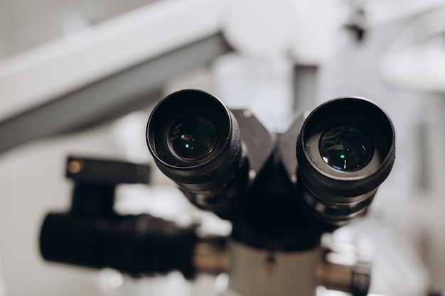 Dental Microscope on a background of a modern clinic closeup