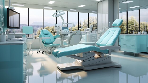 dental office interior design with dental care equipment medical and health care concept