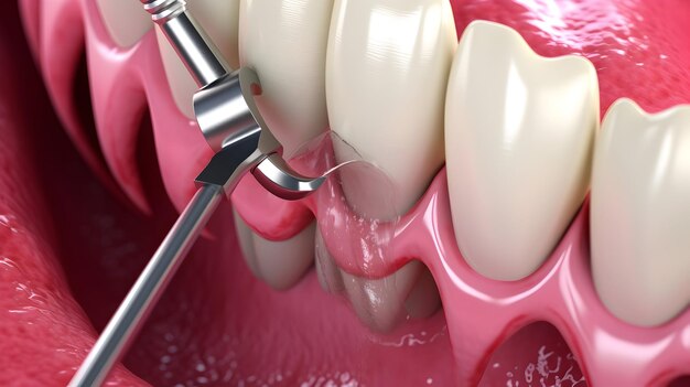 Стоматологический скалер в действии для профессиональных зубов