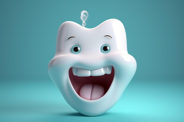 Foto sorriso dentale sorridente dentista blu cura dei bambini odontoiatria igiene dente ai generativa