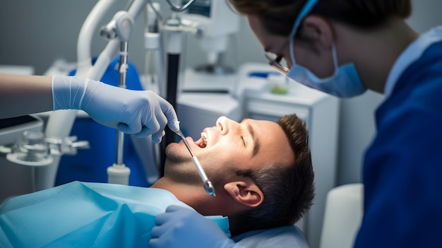 A dental team performing a procedure