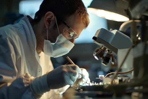 Photo a dental technician repairing dental equipment highlighting dental equipment repair expertise