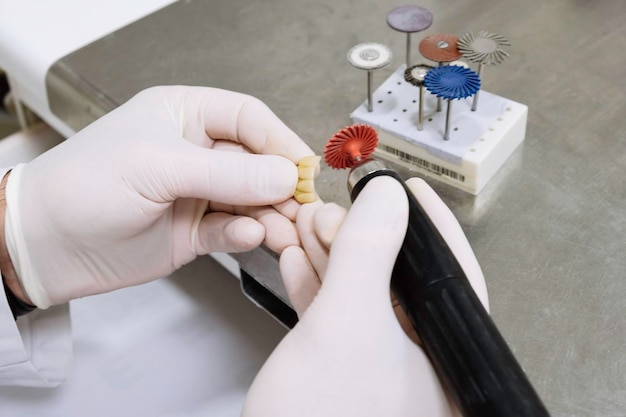 Dental technician working in a laboratory