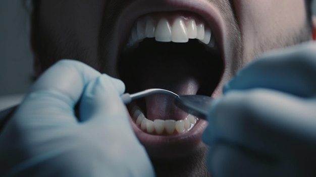 Dental theme close up on patiences mouth generative ai