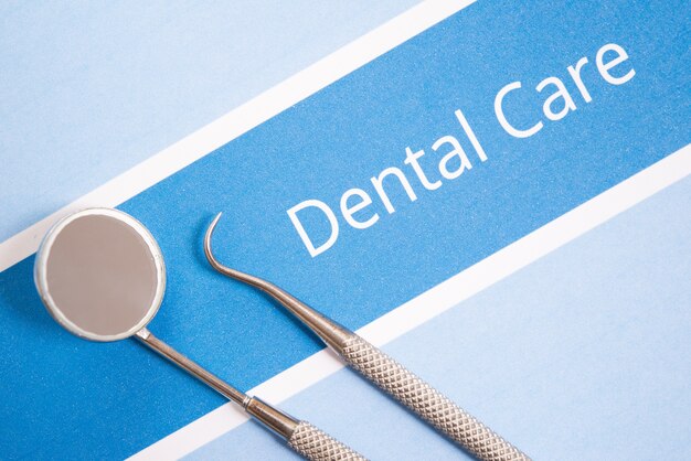 Photo dental tools, dental care concept