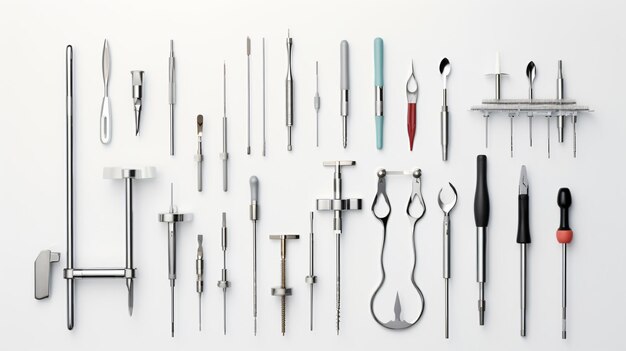 Dental tools and equipment isolated on a white background