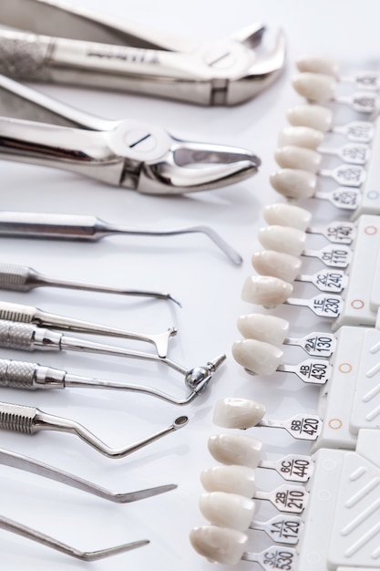 Dental tools and teeth samples