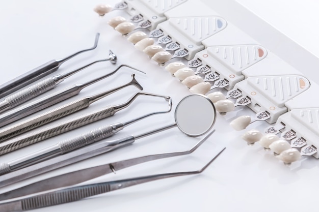 Dental tools and teeth samples