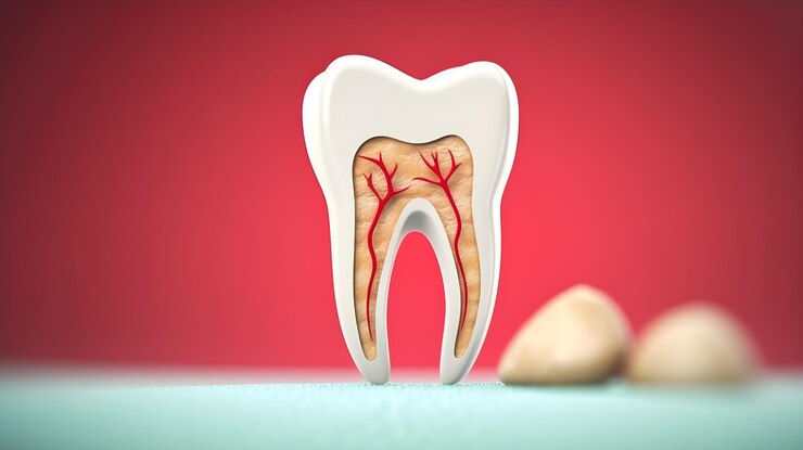 Photo dental tooth anatomy cross section of human tooth with infographics