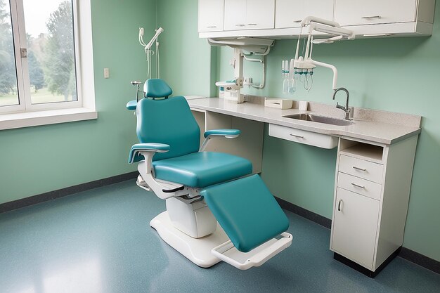 Photo dentist chair in a medical cabinet