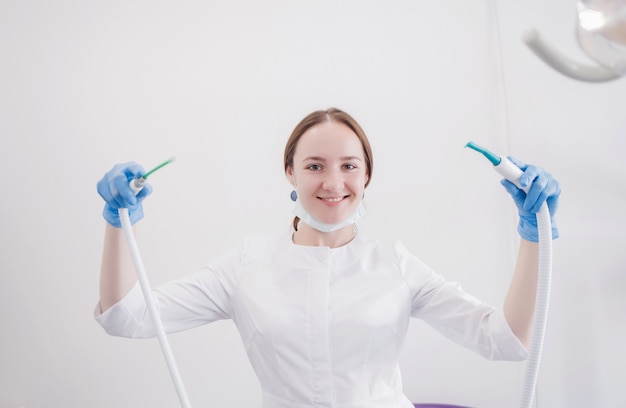 Dentist doctor with dental equipment