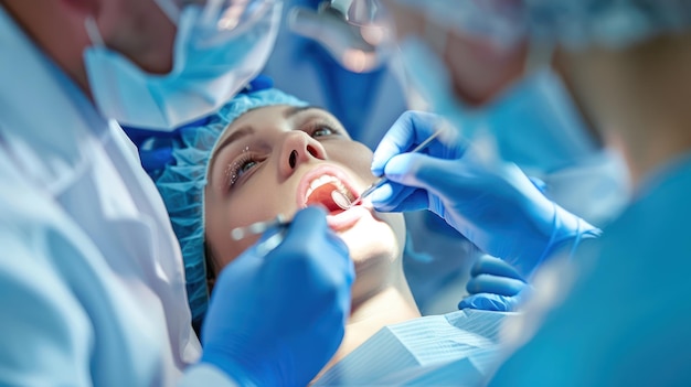 Photo a dentist performing a dental procedure on a patient