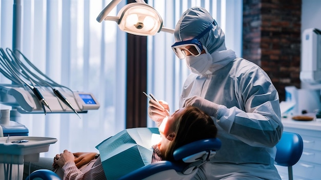 Стоматолог в процессе стоматологических услуг стоматологический кабинет стоматологическое лечение