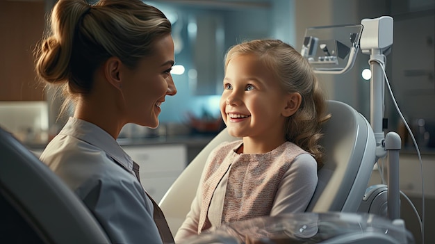 Стоматолог в белом пальто и маленький ребенок пациент в стоматологической клинике в его офисе лечат