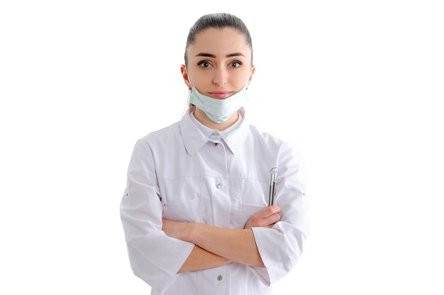 Dentist woman isolated on white