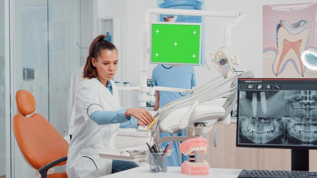 Dentist working at clinic