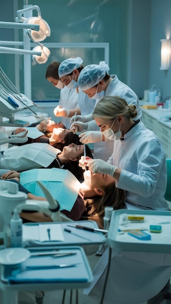 Dentists treat patients teeth
