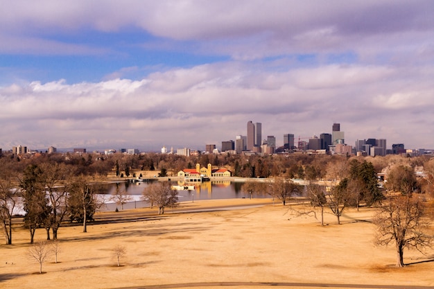 Denver skyline during the day in the Winter.