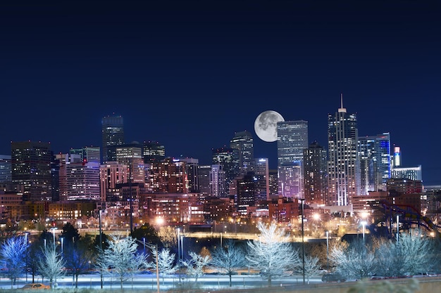 Photo denver skyline west