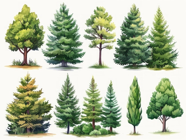 Deodar Cedar A Collection of Modern Illustrations of Trees Generative AI