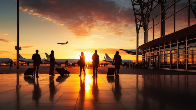 Departure silhouette airport background