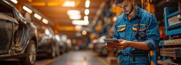 Depending on the month auto mechanics examine the vehicles condition Using the tablet the technician makes a check