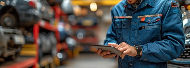 Depending on the month auto mechanics examine the vehicles condition Using the tablet the technician makes a check