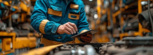 Depending on the month auto mechanics examine the vehicles condition Using the tablet