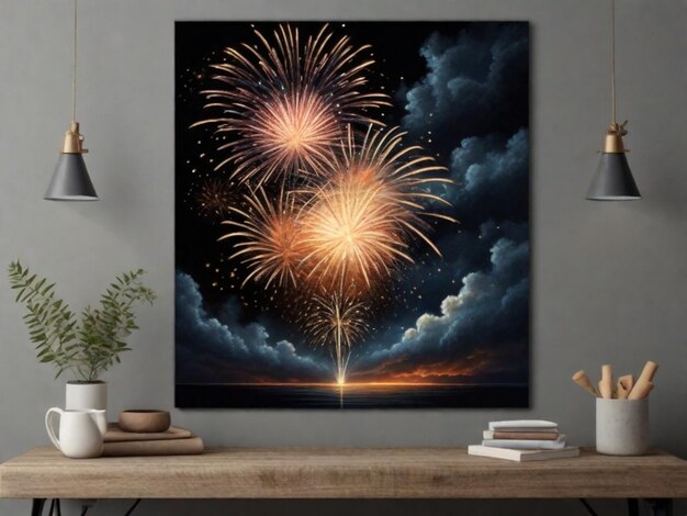 Depict a breathtaking fireworks display against a dark sky as your wall background symbolizing the grand finale of the year